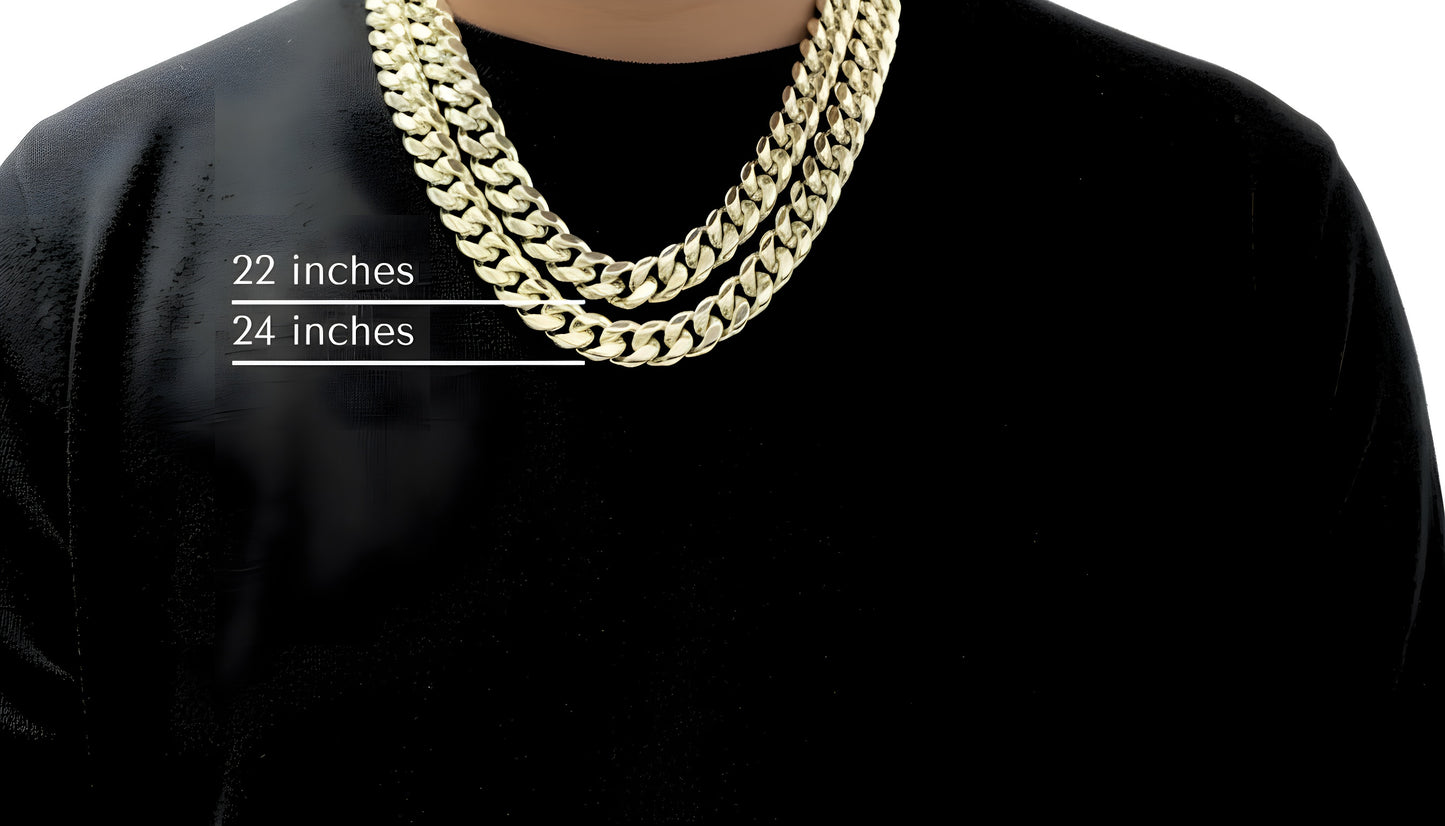 Dubai Collections Lien gourmette doré cubain Miami 14 mm (66 cm)