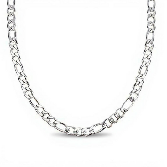 Figaro Chain Necklace Incredible Chic in 14K White Gold – 5mm, Unisex (18", 20", 22") - Incredible Chic Collections® LLC