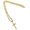 14K Figaro Chain with 24K Cross Pendant, Gold-Plate 5mm 0.8 Micron, 18"-20”