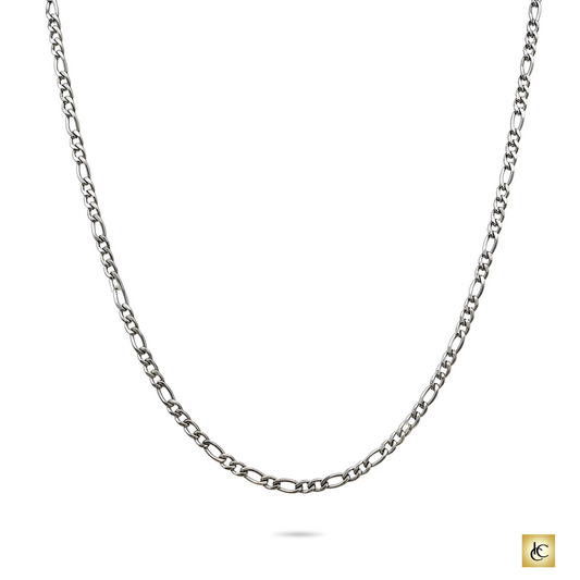 Classic Figaro Chain in 14K White Gold: Timeless style, Unisex – 22 inches - Incredible Chic Collections® LLC