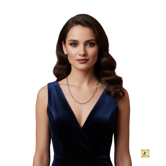 Classic Figaro Chain in 14K White Gold: Timeless style, Unisex – 22 inches - Incredible Chic Collections® LLC