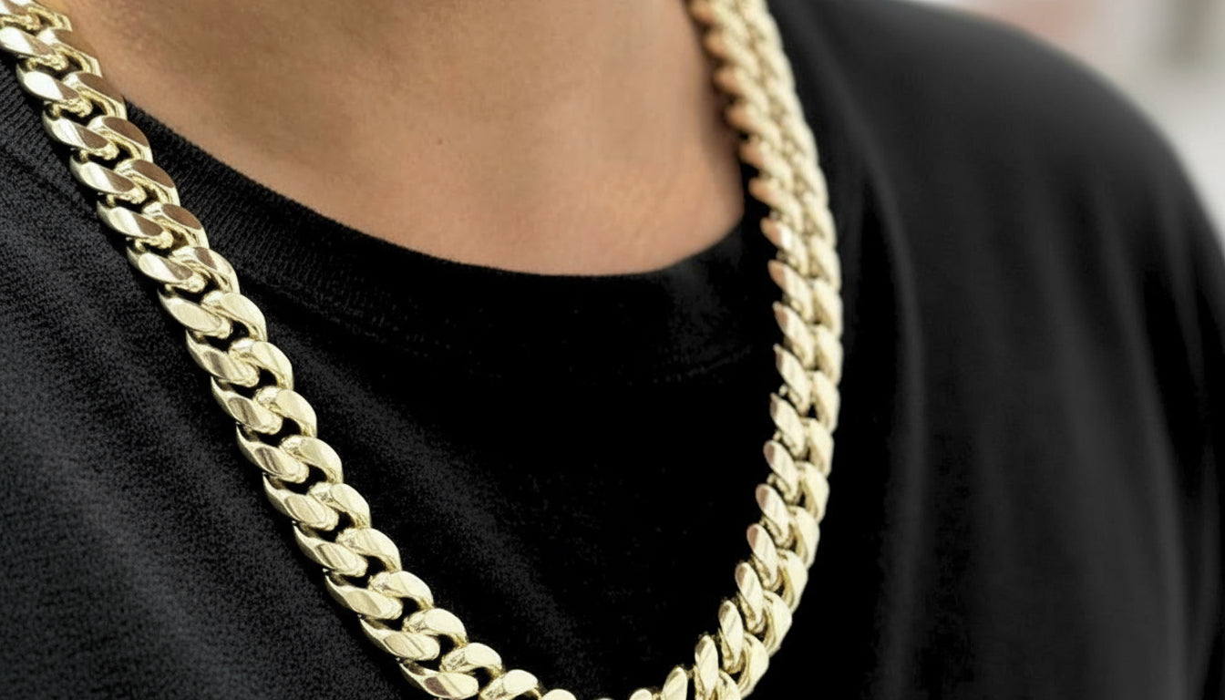 Dubai Collections Lien gourmette doré cubain Miami 14 mm (66 cm)