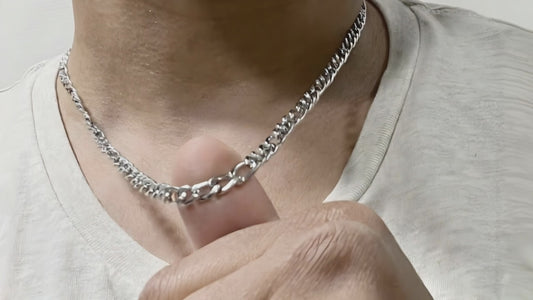 Figaro Chain Necklace – 5mm Unisex in 14K White Gold | Incredible Chic (18", 20", 22")